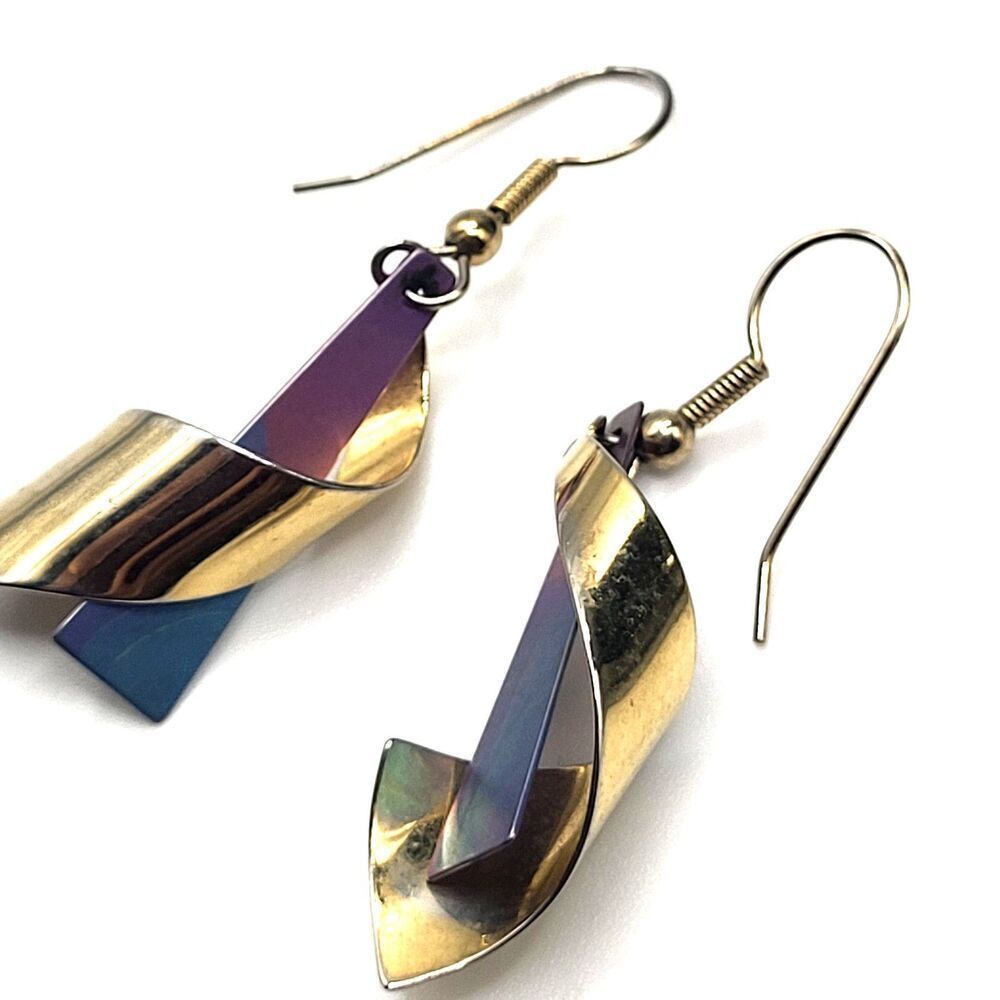 Funky 90s Abstract Spiral Groovy Earrings 2in